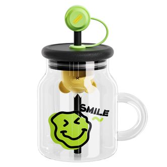 炊大皇（COOKER KING）  水杯笑脸棒棒糖玻璃杯800ML（黑色）