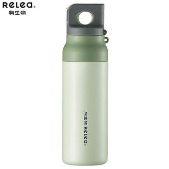 物生物  星跃奇境双饮保温杯600ML 保温水杯不锈钢内胆吸管直饮两用杯户外便携随行杯 山痕野绿