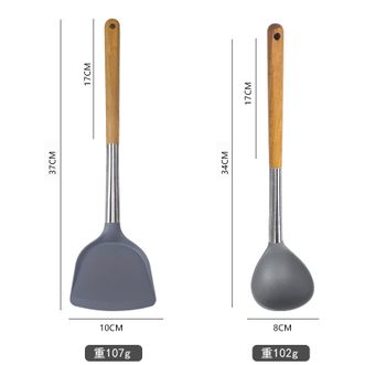 翰乐  厨房不伤锅硅胶铲套装炒菜铲耐高温硅胶铲和汤勺 2件套