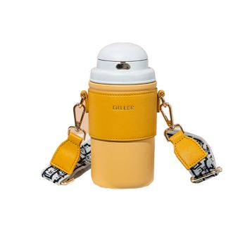 迪乐贝尔/DILLER  保温杯女带吸管高颜值大容量保温水杯学生便携随手杯不锈钢咖啡杯 MLH8990-580ML