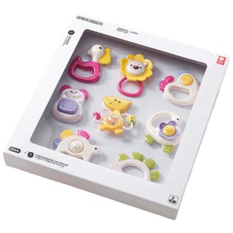 Bc Babycare  动物乐园摇铃牙胶婴儿玩具0-6个月抓握听力训练新生儿见面礼 动物乐园摇铃-8件套
