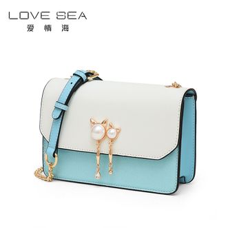 爱情海Lovesea女包斜挎单肩链条包休闲时尚百搭牛皮小方包小众轻奢AQH3125