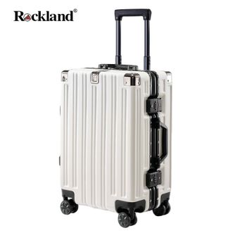 洛克兰/ROCKLAND  先锋系列铝框硬箱款前置挂钩铝框硬箱行李箱 男女结实耐用拉杆箱旅行箱 铝框-白色24寸