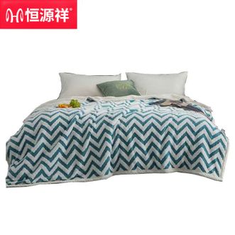 恒源祥  毛毯加厚保暖双拼法莱绒沙发午睡盖毯单人家用毯子麦穗多功能提花毯 180*200cm