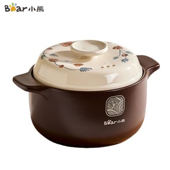 小熊  砂锅2.5L 家用陶瓷炖锅煲仔饭炖汤锅汤锅沙锅耐高温 咖色