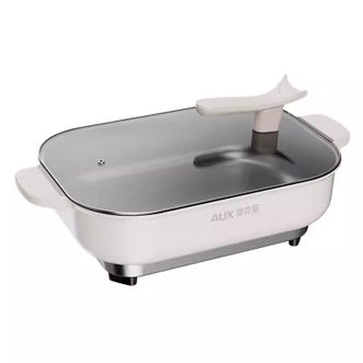 奥克斯  烤鱼专用锅电火锅抗菌长方形烤鱼炉电烤锅纸包鱼多用途锅电煮锅多功能煎烤涮一体两用锅烤肉大容量8.5L