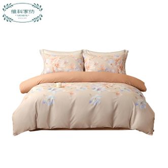 维科家纺VEKEN  全棉印花磨毛四件套 月光花影 细腻柔软双人纯棉床单被套
