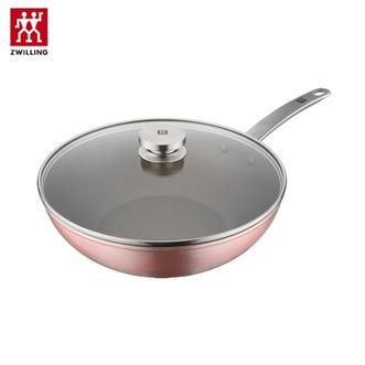 双立人  Enjoy中式炒锅30cm 不粘锅平底锅煎锅炒菜锅煎蛋炸锅牛排锅煎饼少油烟煎锅（粉色）ZW-EY105/1021224