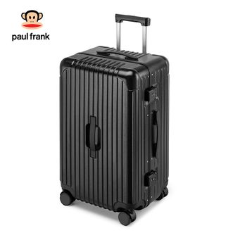 大嘴猴（Paul Frank）  铝框多功能旅行箱行李箱 折叠杯架 黑色24寸拉杆箱