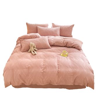 恒源祥  全棉三层纱提花四件套-艾利浅豆沙