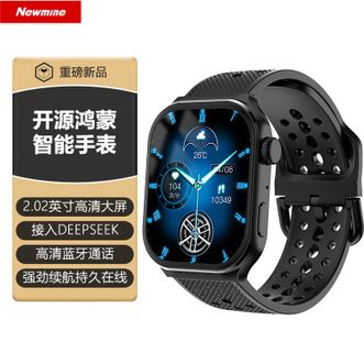 纽曼（Newmine）  鸿蒙系统AI智能运动手表蓝牙通话血氧心率压力健康监测离线支付 黑色