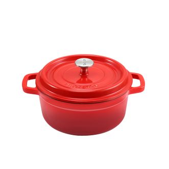 张小泉  中国红铸铁珐琅锅汤锅炖锅煲汤锅平底锅辅食锅炖肉锅火锅煮锅 红色 22cm   C32240100