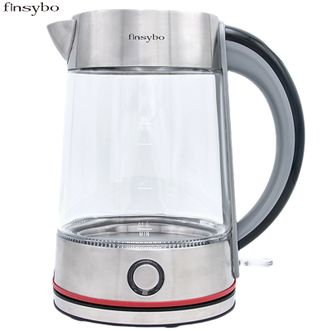 finsybo  1.7L玻璃电水壶电热水壶烧水壶 双层防烫暖水壶家用电器电开水壶F-EKG-17（海纳姆）灰色