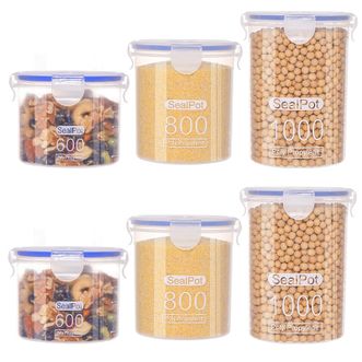 拜杰（Baijie）五谷杂粮密封罐6件套600ml*2+800ml*2+1000ml*2