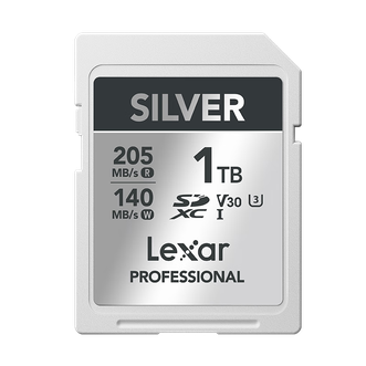 雷克沙/Lexar  1TB 高速SD存储卡 U3 V30单反相机内存卡大卡 4K畅拍 SILVER系列银卡 读205MB/s 写140MB/s