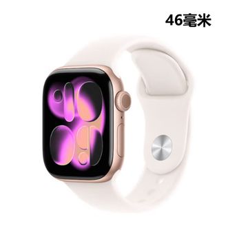 苹果/Apple  Watch S11 GPS款 苹果手表 46mm 玫瑰金色-铝金属表壳-淡桃粉色运动型表带S/M MEVT4CH/B