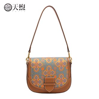 天煦/PMSIX  新中式国风非遗宋锦苏地四合如意棕色单肩斜挎腋下女包 FJ220678