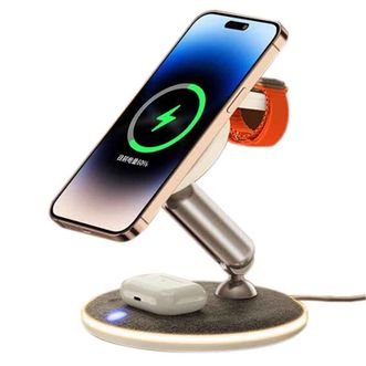 REMAX  苹果无线充电器22W快充三合一充电板iWatch/iPhone14Pro/13/12/11/X/airpods华为小米三星 【免升级】三合一磁吸无线充