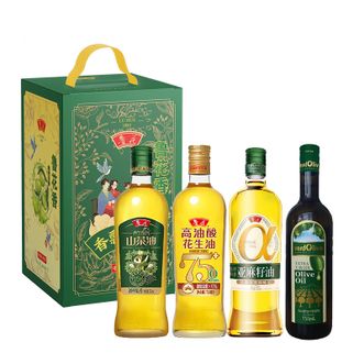 鲁花  尊品高端礼盒 3L 山茶油+花生油+亚麻籽油+橄榄油  送礼推荐