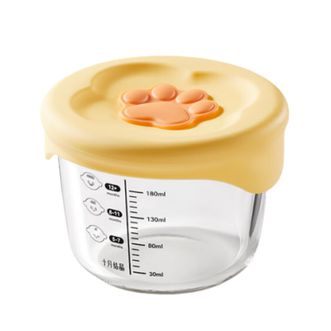 十月结晶  宝宝辅食盒可蒸煮玻璃蒸蛋羹碗储存耐高温分装婴儿辅食碗 鸡蛋黄【圆形180ml】