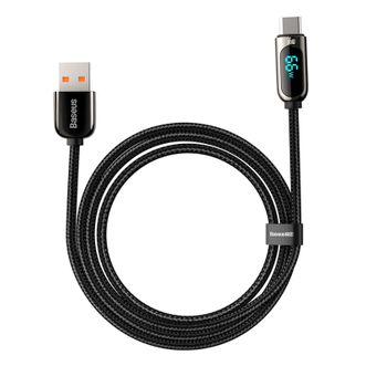Baseus  倍思 Type-C数显数据线  1米黑色  6A超级快充66W