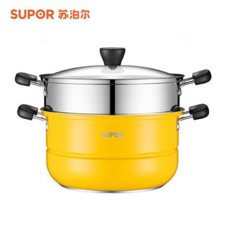 苏泊尔（SUPOR）  蒸锅304不锈钢家用多功能大容量26cm双层复底蒸锅EZ-26BS08活力黄