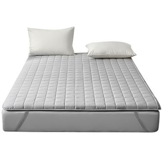 九洲鹿  床垫灰色菱形格 舒适透气可折叠防滑床垫子 1.5米床 150*200cm