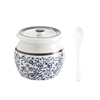 拜杰（BJ）  青花中式猪油罐  700ml带盖勺耐高温调味罐猪油缸辣椒罐