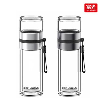 富光（FUGUANG）  双层玻璃 带提绳 带茶隔 白金泡茶师 FKB3601-260 银色 枪色 260ml
