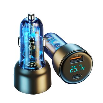 洛克（ROCK）72w车载充电器点烟器一拖二车充超级快充华为苹果奔驰宝马奥迪 锖色