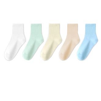 洁丽雅/Grace  一次性压缩袜子女士男士日抛短中筒袜纯色免水洗旅行通用混色5双装 JA2134