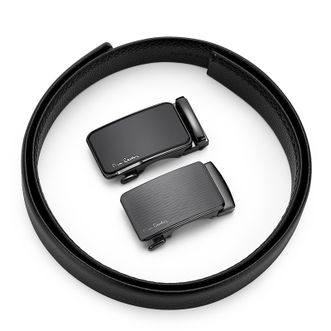 皮尔卡丹/Pierre Cardin  黑色双扣头皮带礼盒二件套W43014071-7A(125cm）