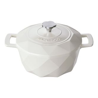 MACAIIROOS  珐琅铸铁锅3L 白色22CM家用煲汤锅炖锅焖焗锅双耳炖煮锅-MCT22T2白色