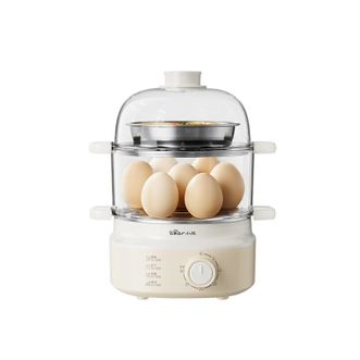 小熊/Bear  双层煮蛋器  3L容量旋钮30分钟定时蒸蛋器自动断电不锈钢早餐神器