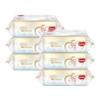 好奇/Huggies  婴儿专用纯水金装湿巾 宝宝手口湿纸巾无酒精 带盖抽纸巾擦屁屁  80抽* 6包