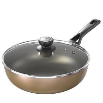 爱仕达（ASD）  不粘锅家用炒菜锅 28CM麦饭石色平底煤气灶专用 金