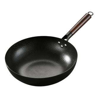 拜格 32CM木柄精铁锤纹炒锅 BG1565