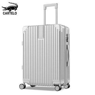卡帝乐鳄鱼(CARTELO) 钻石拉链款20寸银色拉杆箱万向轮旅行李箱登机箱密码箱行李箱子