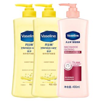 凡士林身体乳维他亮肤亮采修护润肤露400ml1瓶+倍护精华修护润肤露400ml*2瓶新老包装随机发