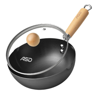 爱仕达/ASD  炒锅无涂层不易锈小铁锅 小巧轻便 一人食锅 20cm有盖款