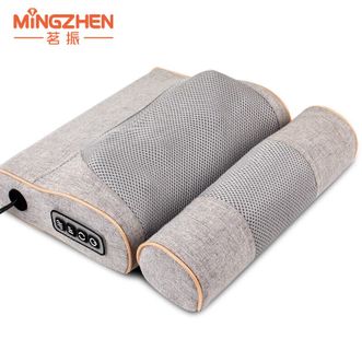 茗振  按摩枕 颈椎按摩指压枕多功能腰椎智能背肩颈部按摩仪靠枕 （浅灰色）