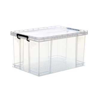 禧天龙  直角收纳箱密封防潮整理箱加厚大力士塑料衣物玩具搬家整理箱无轮 65L透明3个装