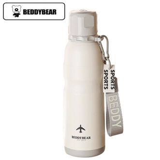 杯具熊（beddybear）   运动水壶600ml 大容量学生上班族随手杯夏日保冷随行杯户外运动旅行便携保温杯水杯 极地白