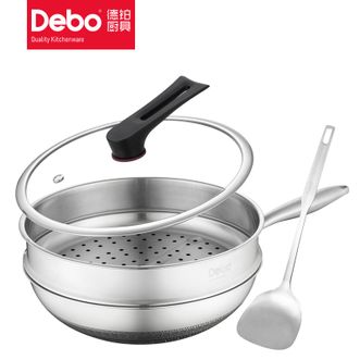 德铂（Debo）卡勒汉斯-B配置B（玻璃可立锅盖+炒锅+蒸格+铲子） DEP-DS260       
