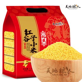 天地粮人TIAN DI LIANG REN  东北红谷子小米 礼袋装（350g*5包 ）粗粮杂粮 煮粥养胃 出米油小米 宝宝辅食米 黄小米 1750g