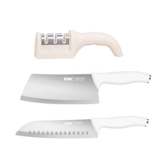 WUC  白色三段磨刀器+切片刀+厨师刀组合