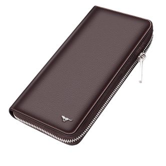 七匹狼/Septwolves  男士手包  真皮手拿包  长款拉链钱包  单拉链款  啡色