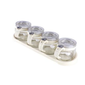 拜杰（BJ）  带置物架调料盒5件套  密封防潮厨房调味罐调味盒调料罐套装