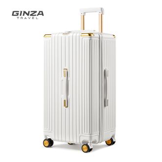 银座  大容量拉链拉杆箱 大尺寸万向轮 A-9890L-37钢琴白；28寸