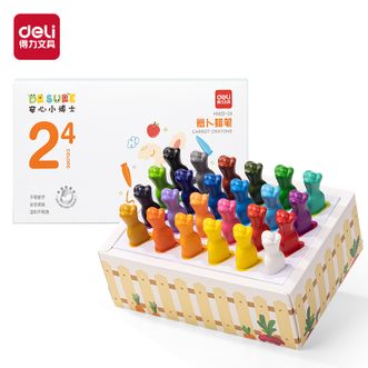 得力/deli  安心小博士食品级宝宝涂鸦三角杆萝卜24色蜡笔 HM22-24
